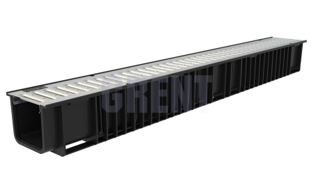 Лоток пластиковый GRENT PlasT EcoZ DN100 H100 с решеткой стальной оцинкованной